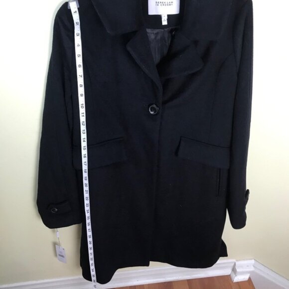 DEREK LAM 10 CROSBY New Minimalist Wool Coat Faux Fur Trim Oversized Pockets XL - Picture 14 of 16